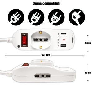 Priza multipla V-TAC cu 3 prize 2 USB, 16 A, alb - Img 3