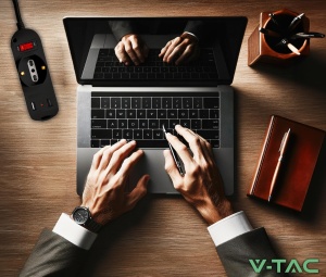 Priza Multipla V-TAC cu USB-C Power Delivery 20W, 2 Prizze 1016A, Negru - Img 6