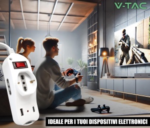 Priza multipla V-TAC cu USB-C Power Delivery 20W, 3 iesiri, 1,5m cablu - Img 2