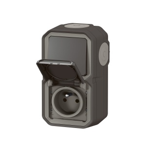 Priza si intrerupator Legrand Plexo IP55, 16 A, 250 V, waterproof, gri alb - Img 3