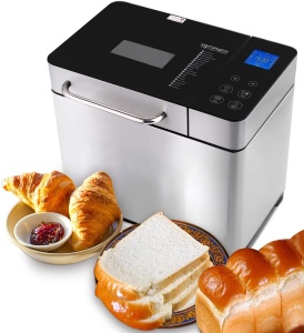 Producator de paine 710W Baking Master cu cutie automata de ingrediente, 19 programe, filtru de paine din otel inoxidabil complet automat cu functie de sincronizare de 15 ore, fereastra de vizualizare argintiu - Img 1