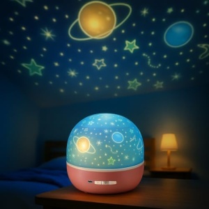 Proiector LED pentru copii Beper Kinder, lumina rotativa, 6 moduri, USB inclus - Img 2