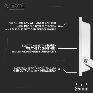 Proiector LED V-TAC E-SERIES 50W Alb, 4000 Lumen, IP65 - Img 9