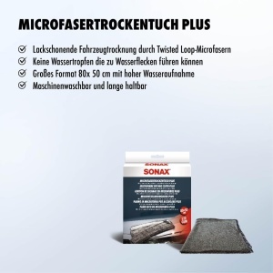 Prosoape din microfibra SONAX MicrofaserTrockenTuch Plus, 1 bucata, uscare rapida, design delicat - Img 3