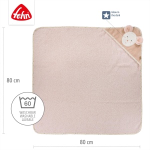 Prosop de baie cu capison Fehn Maus, 80x80 cm, material Frottee, roz - Img 4