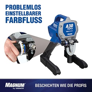 Pulverizator de vopsea fara aer Graco Magnum by Graco 17C244 A30 ProPlus, acasa (debit 1,0 l/min, presiune maxima de pulverizare 207 bar), albastru - Img 15