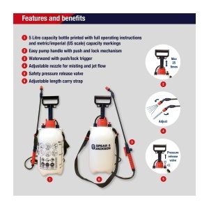 Pulverizator manual Spear Jackson 5LPAPS 5L cu duza reglabila si supapa de suprapresiune - Img 3