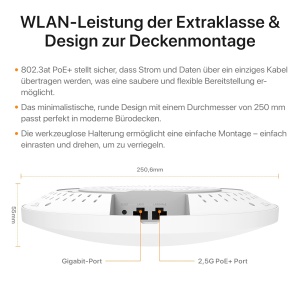 Punct de acces WiFi 7 Tenda i36 PoE BE5010 AP, 2.5G, 2 porturi LAN - Img 5
