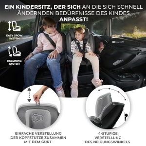 Putere pentru copii XPEDITION2 I-SIZE 40-150 cm, Scaun pentru copii 0-36 kg, Scaun auto cu spatele la directia de mers rotativ la 360 de grade, Scaun auto pentru copii cu statie Isofix, FWF si RWF, Tetiera/spatar reglabila cu pozitie inclinata, Gri - Img 6