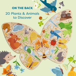 Puzzle din lemn HABA 2-in-1 Schmetterling Montessori 20 piese pentru copii 4 ani - Img 5