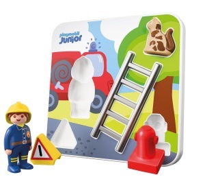 Puzzle din lemn PLAYMOBIL JUNIOR 72088 cu pompier, pisica si accesorii - Img 5