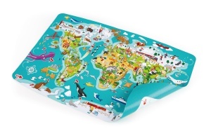 Puzzle si joc Hape 2-in-1 Weltreise harta geografica pentru copii lemn educativ - Img 8