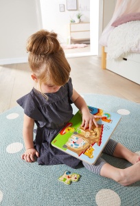 Puzzle sonor din lemn HABA - 6 piese, animale de ferma, 2 ani - Img 2