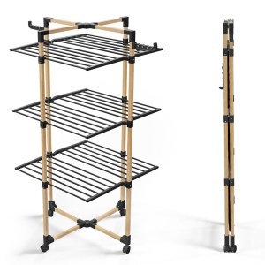 Racks pentru rufe VOUNOT 3 niveluri, 25m lungime, negru, design compact