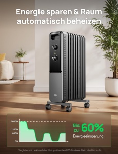 Radiator electric Dreo cu ulei, 2000W, 9 ripeni, termostat ajustabil - Img 6