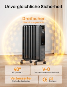 Radiator electric Dreo OH310 2000W 9 elemente telecomanda termostat reglabil - Img 5