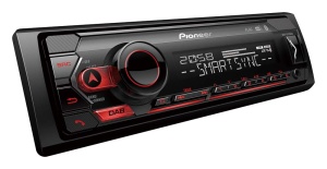 Radio auto Pioneer MVH-S420DAB 1-DIN cu DAB+, rosu, navigare in meniu in limba germana, Bluetooth, USB, intrare AUX, control direct iPod/iPhone, sistem hands-free, Smart Sync - Img 2