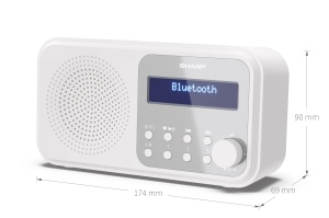 Radio digital portabil SHARP DR-P420 DABDABFM cu RDS USB Bluetooth 50 functii de ceas cu alarma jack de 35 mm alb - Img 6