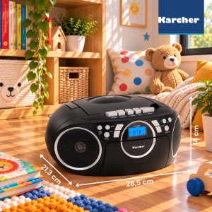 Radio portabil Karcher RR 5042-B cu CD player, casetofon si AUX-In - Img 3