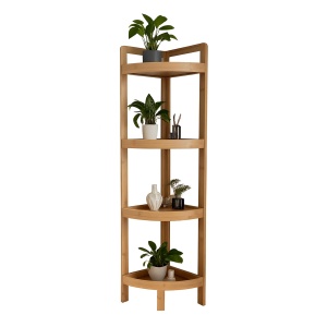 Raft de colt din bambus Relaxdays, 4 rafturi, 105.5x23x23 cm, ideal pentru baie si bucatarie