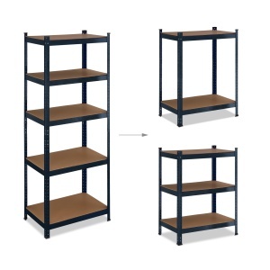 Raft greu Relaxdays, 180 x 70 x 45 cm, 500 kg, metal si MDF, 5 niveluri, negru - Img 6