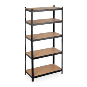 Raft metalic Relaxdays, 5 nivele, capacitate 875 kg, HBT 180 x 90 x 45 cm, negru