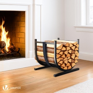 Raft pentru lemne VOUNOT, metalic, U-forma, 30 kg, negru - Img 2