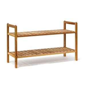 Raft pentru pantofi Relaxdays, din lemn de nuc, 2 etaje, 40,5 x 69 x 26 cm - Img 8