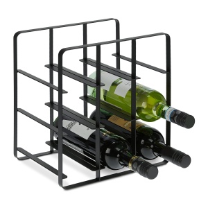 Raft pentru vin Relaxdays, 9 sticle, design negru, dimensiuni 30,5 x 27,5 x 20 cm