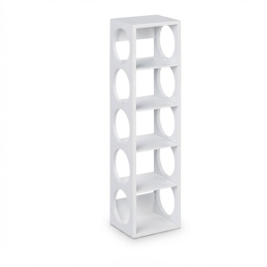 Raft pentru vin Relaxdays, set de 2, capacitate 5 sticle, bambus alb - Img 7