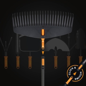 Rake pentru frunze Fiskars OneClick L, 51 cm, NegruPortocalie - Img 4