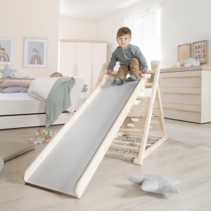 Rampa de joaca din lemn Roba - Rampa si element de escalada - Culoare gri, 10 x 41,5 x 125 cm