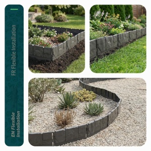 Rasenkante din Plastic VOUNOT 21,4 m Design Steinoptik, Stabilitate si Flexibilitate - Img 7