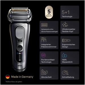 Rasitor electric Braun Series 9 PRO, 9617psi, argintiu, 60 min autonomie - Img 7