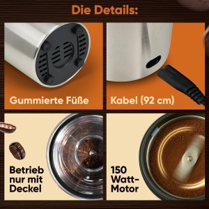 Rasnita electrica cafea Clatronic KSW 3807, 60g, 150W, lame inox, compacta - Img 6