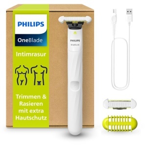 Rasnita electrica Philips OneBlade Intimate QP192430, trimmer pentru zone sensibile, 100 waterproof