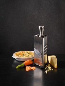 Rasnita multifunctionala ROSLE, 3 suprafete de razuire, inox 1810, cu picioare silicon, argintiunegru - Img 4