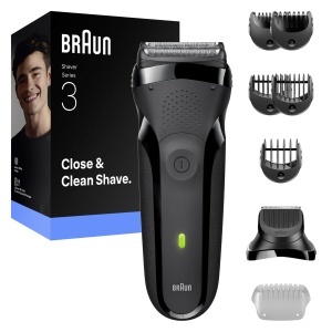 Rasoir electric Braun Serie 3, 3 lame flexibile, accesorii pentru conturare, gri