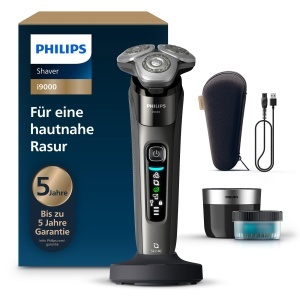 Rasoir electric Philips i9000 pentru barbati, gri inchis, cu trimmer integrat