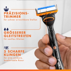 Rasoir pentru barbati Gillette Fusion5, 5 lame, negru, cu trimmer de precizie - Img 6