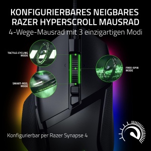 Razer Basilisk V3 35K - Mouse de gaming ergonomic cu fir complet personalizabil - Senzor Focus Pro 35K (rotita de inclinare HyperScroll, iluminare cu 11 zone, comutatoare optice pentru mouse Gen-3) Negru - Img 2