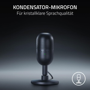 Razer Seiren V3 Mini - Microfon USB ultracompact (microfon cu condensator supercardioid de 14 mm, senzor Tap-to-Mute cu afisaj LED, amortizor integrat, design plug-and-play) Negru - Img 2
