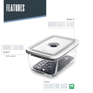 Recipient alimentar Lacor 69688, 1L, sticla borosilicata, etansare vacuum - Img 3