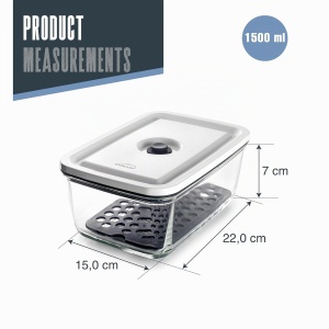 Recipient alimentare Lacor 69689, 1,5 litri, din sticla borosilicata, cu capac etans - Img 2