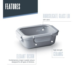 Recipient ceramic Lacor 64631, 650 ml, culoare gri, cu capac din sticla - Img 3