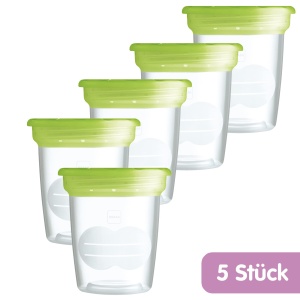 Recipient de depozitare MAM, 120 ml, 5 bucati, pentru lapte matern si mancare bebelusi - Img 2