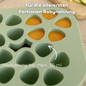 Recipient multifunctional din silicon BEABA, 20 compartimente x 35 ml, verde salvie - Img 6