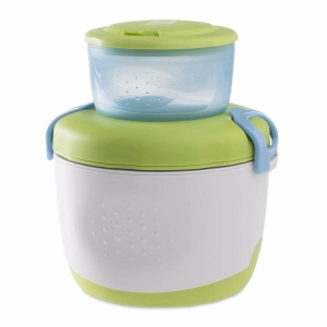 Recipiente termice Chicco Easy Meal pentru copii, set de doua recipiente si lingura de calatorie pentru copii, pahare de intarcare pentru bebelusi, mentine temperatura pana la 6 ore, fara BPA - 6+ luni, verde - Img 2