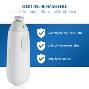 Reer BabyCare Lima electrica pentru ingrijirea unghiilor bebelusilor si copiilor 5 accesorii design alb elegant - Img 3