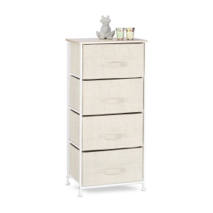 Regal cu 4 Sertare Relaxdays, Beige, Dimensiuni 95 x 45 x 30 cm